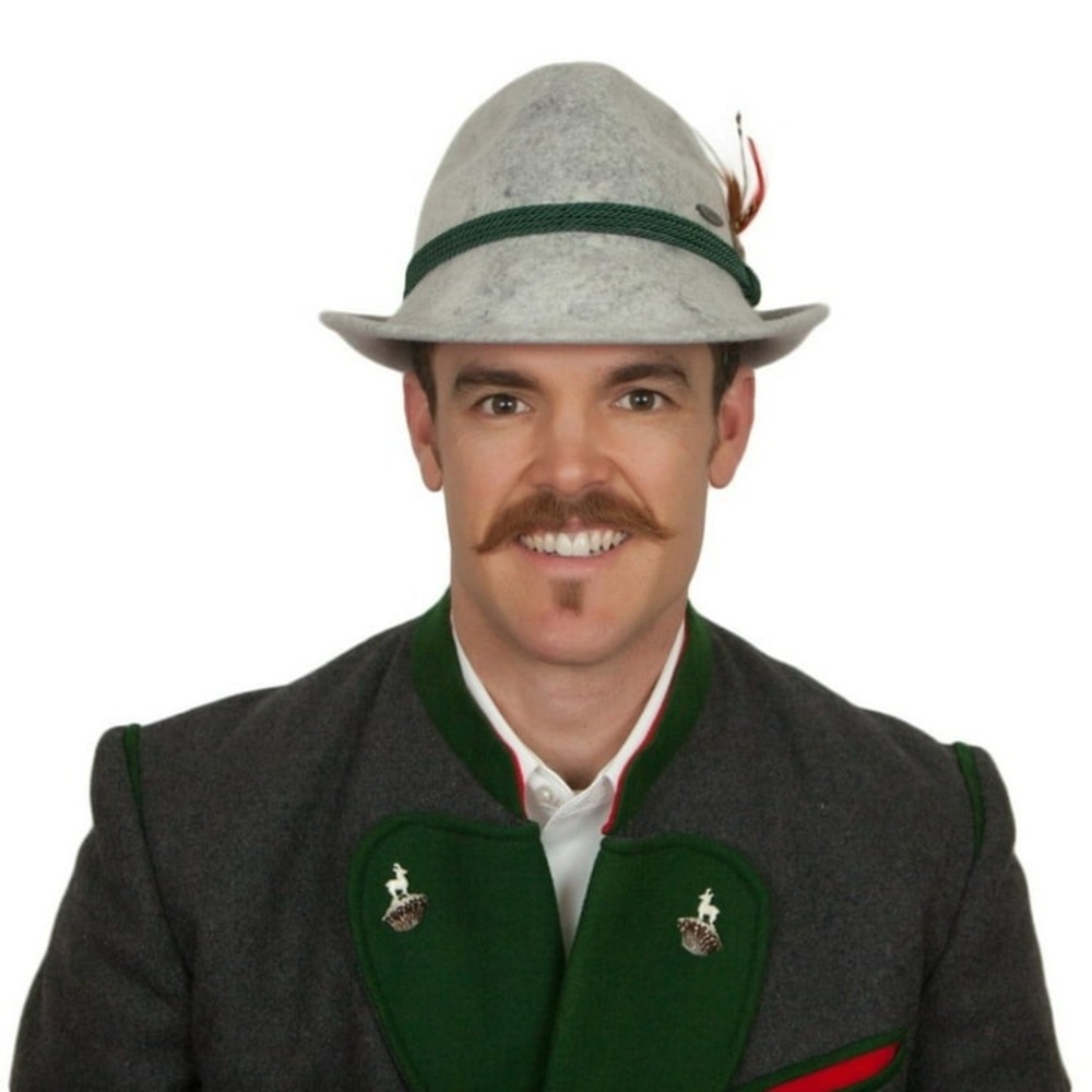 Bavarian German Alpine Wool Gray Hat with Feather & Edelweiss/Oktoberfest Fedora